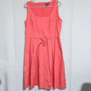 Chaps Salmon Pink Knee Length Cotton Fit and Flare Dress Size 12